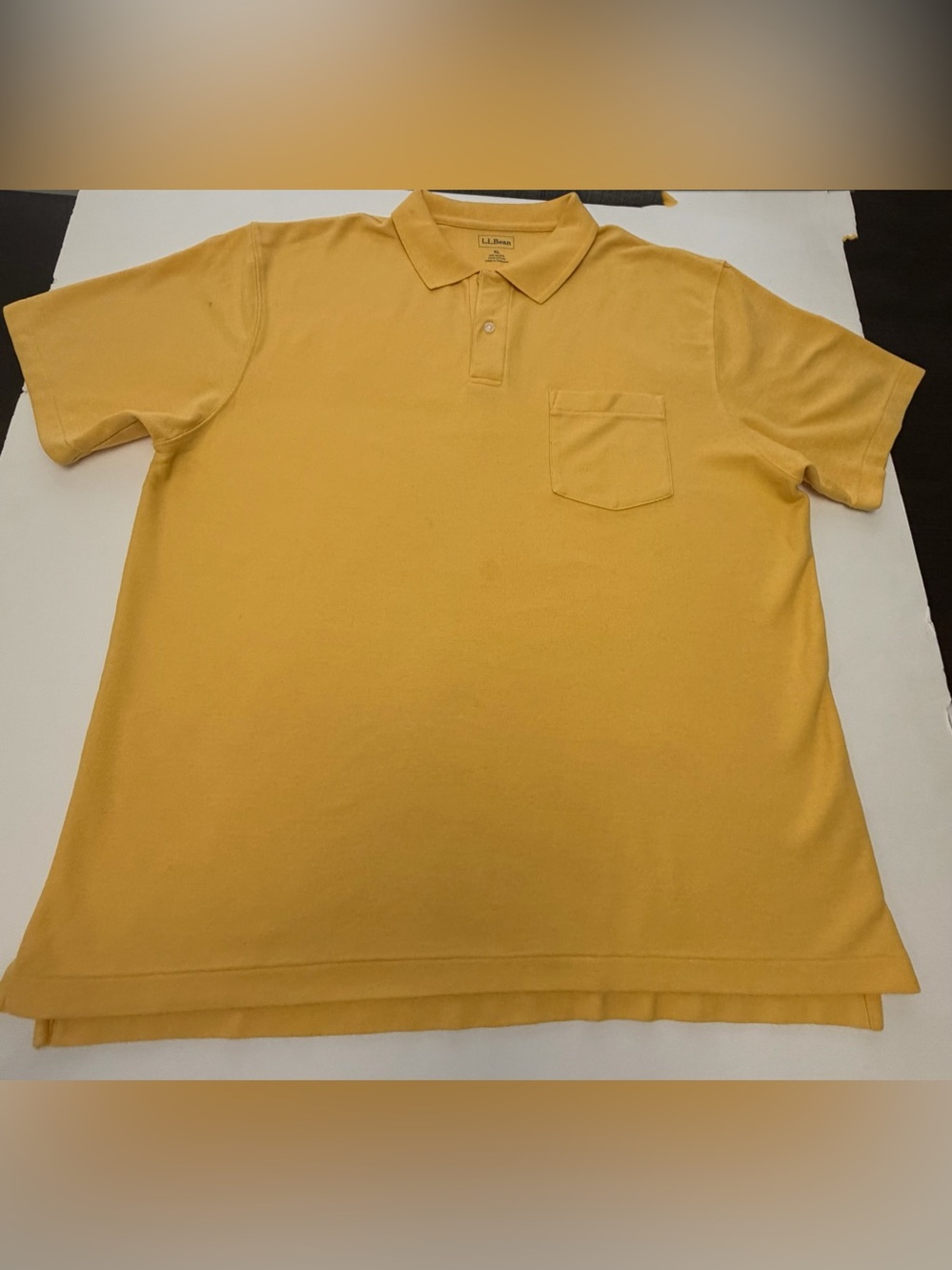 L.L. Bean Men's Mustard Yellow Polo Shirt with Chest Pocket
